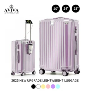 AVIVA Luggage 20/22/24/26/28 Inch USB Charging Cup Holder Waterproof Multifunctional Suitcase