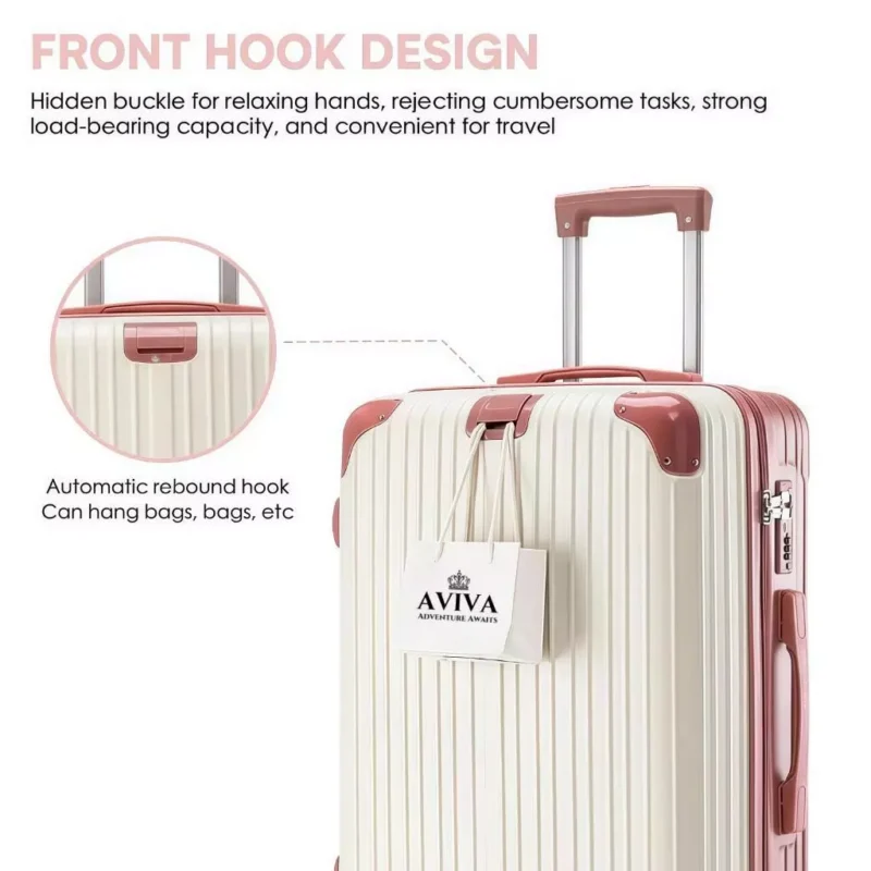 my-11134207-820ld-mifjjck3uo0631 AVIVA 18/20/22/24inch Luggage Travel Bag, 360° Silent universal wheels, hook up Free your hands,Combination Lock, Travel