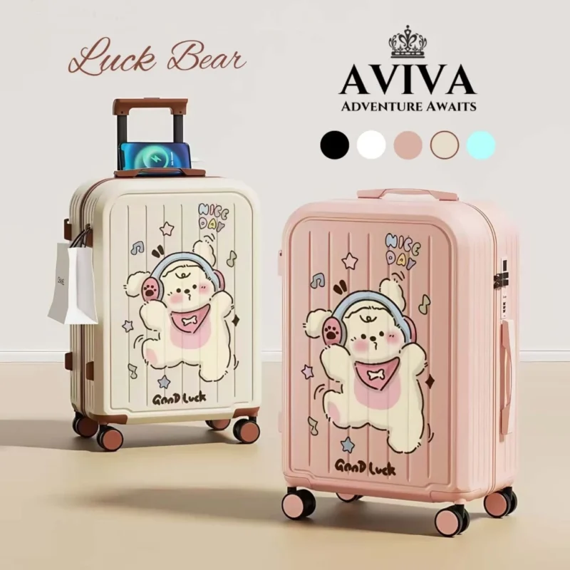 AVIVA Travel Bag Size 20/24 Inches High Quality Lucky Bear Pattern Wheels Carry-On Handbag Luggage Bag Travel