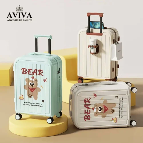 th-11134207-81ztp-mfxo796oujuy01 AVIVA Travel Bag Size 20/24 Inches High Quality Lucky Bear Pattern Wheels Carry-On Handbag Luggage Bag Travel